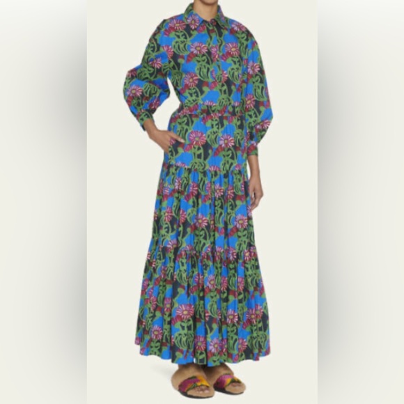 Gorgeous LA DoubleJ Floral Maxi Skirt Gerbera Print in Blue and Pink - Picture 9 of 9